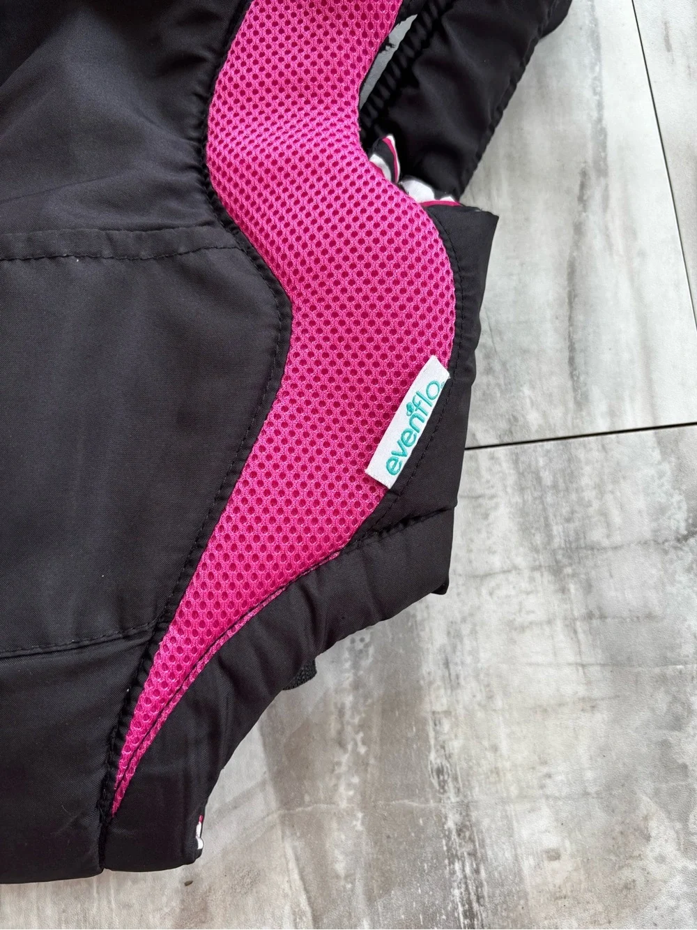 Evenflo Baby Backpack Carrier 7-25 lbs Black Pink White Zebra Stripes Breathable